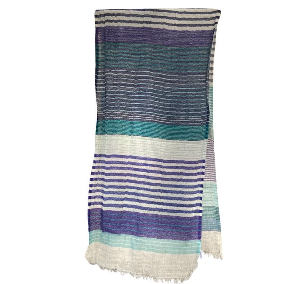 Coldwater Creek thin wool Scarf purple and green - Picture 1 of 5